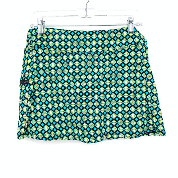 Beach House Swimsuit Skirted Bottom Womens Size 14 Black Green Geometric Print - Picture 1 of 8